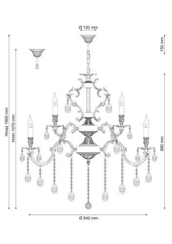 Люстра подвесная BARLETTA 1730.15 antique Lucia Tucci без плафона на 15 ламп, основание бронзовое в стиле классический  фото 4